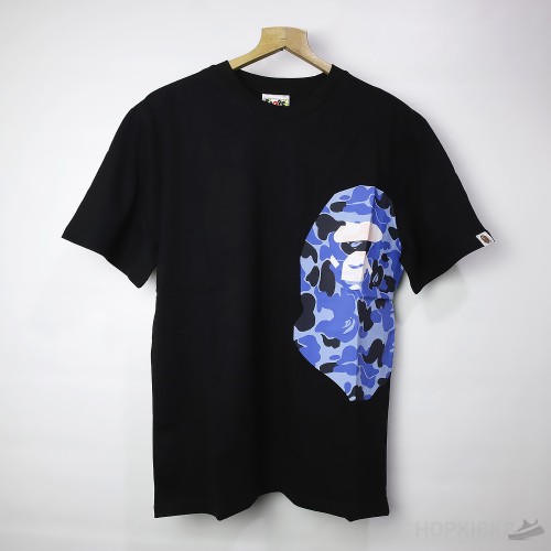 Bape Blue Camo Print Black T-Shirt